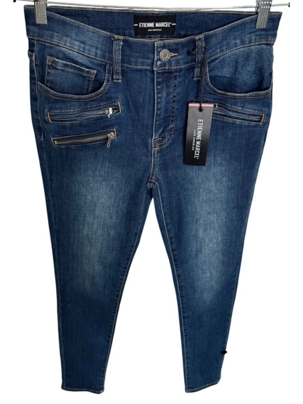 Etienne Marcel Size 27 Jeans Zipper Pocket Embellished EM7034 NWT Skinny Ankle